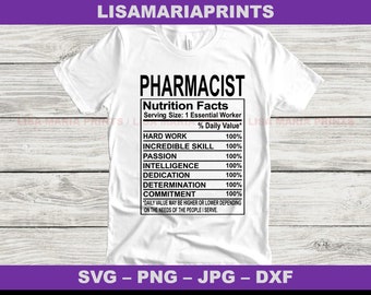 Pharmacist Nutrition Facts  SVG JPG Png Dxf - Instant Digital Download - No Physical Product Will Be Sent