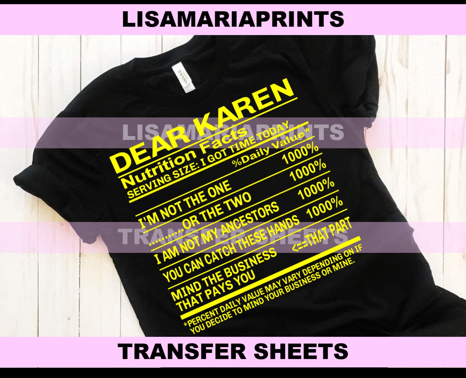 Screen Print Iron on TRANSFER SHEETS Dear Karen Nutrition Etsy