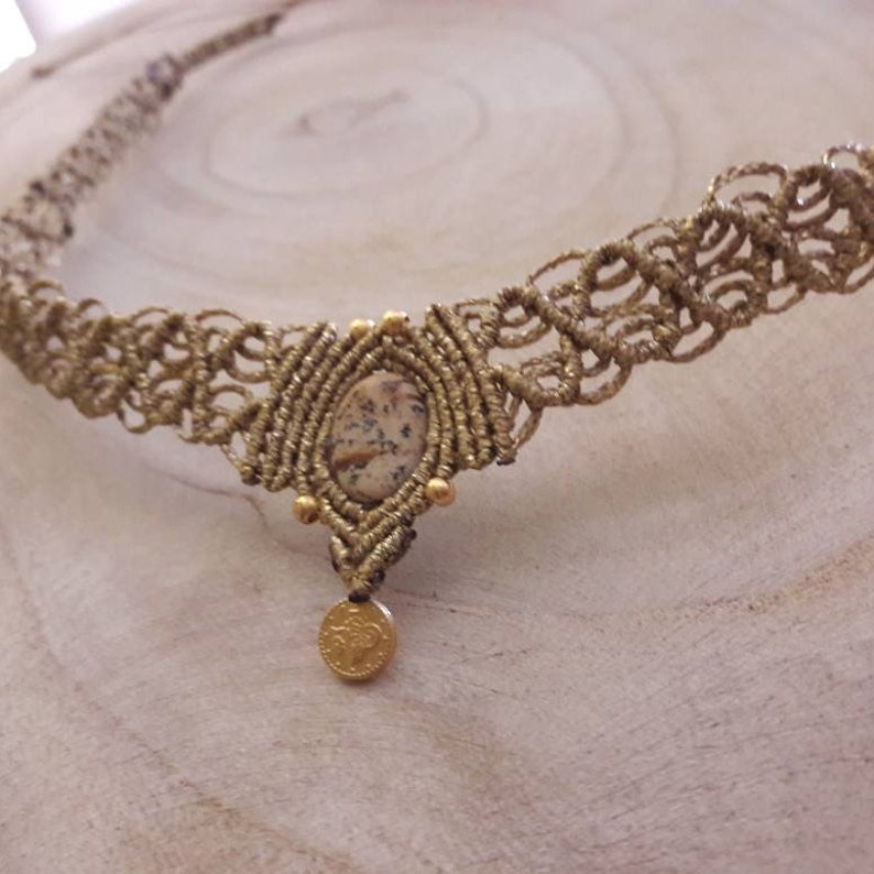 Macrame elven necklace tiara jasper ethnic chic stone boho Etsy