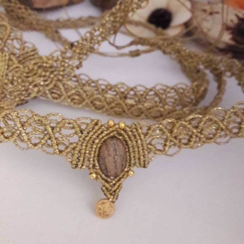 Macrame elven necklace tiara jasper ethnic chic stone boho | Etsy