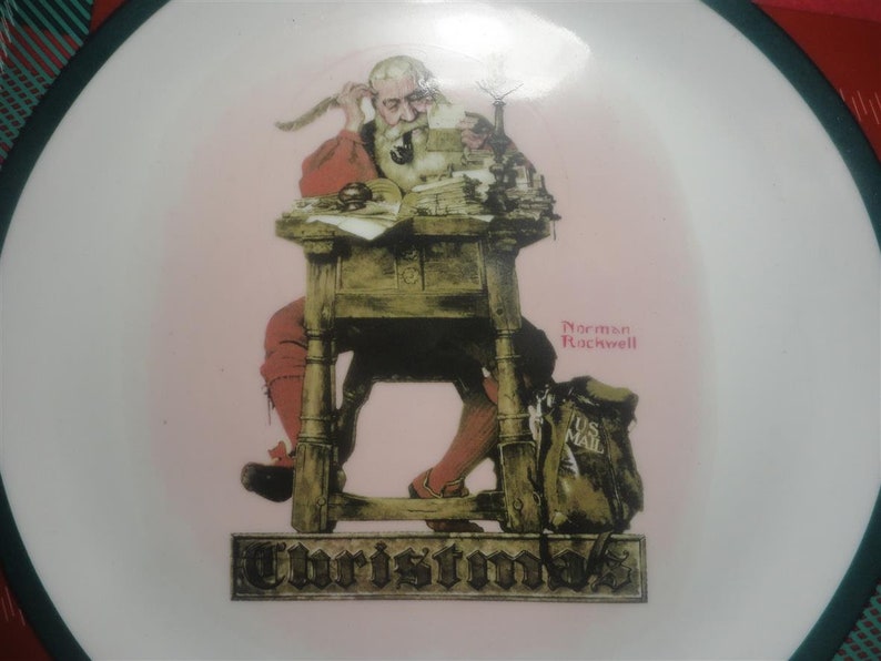 Porcelain Plate Saturday Evening Post Illustration NORMAN ROCKWELL Plate Christmas Decor Merrie Christmas Mistletoe