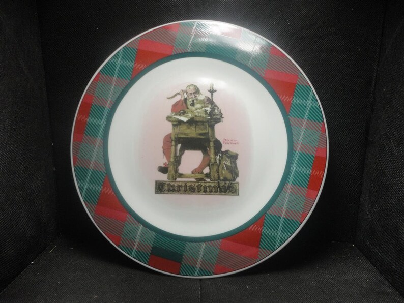 Porcelain Plate Saturday Evening Post Illustration NORMAN ROCKWELL Plate Christmas Decor Merrie Christmas Mistletoe
