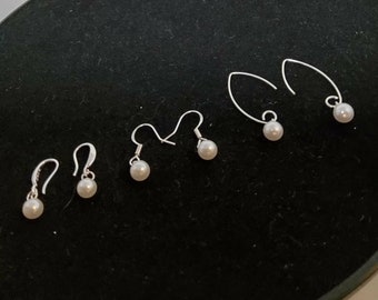 Bridal and special occasion 925 sterling silver earrings with simulated pearl