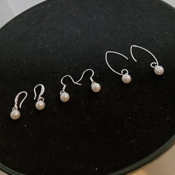 Bridal and special occasion 925 sterling silver earrings with simulated pearl