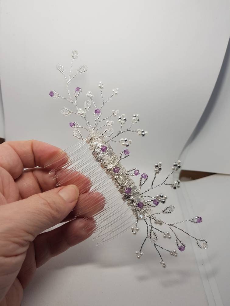 Pettine Per Capelli In Perle Di Smeraldo Art Déco: Accessorio Da Sposa Vintage - Italia - Foto 7