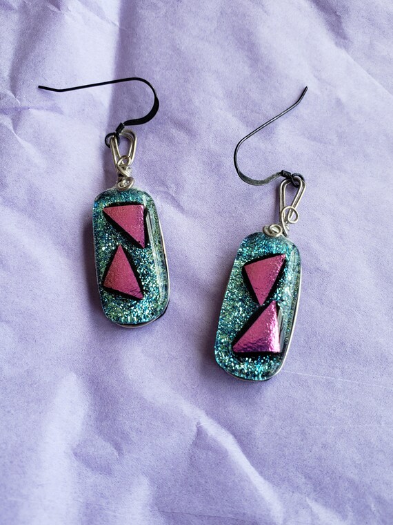 Handmade Layered Glass Earrings - image 1
