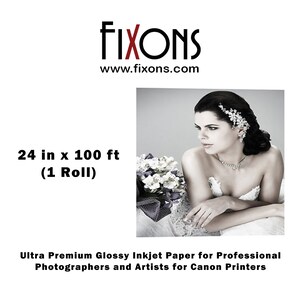 Ultra premium glossy inkjet paper for professional photographers and artists for Canon printers 24 in x 100 ft (1 Roll)