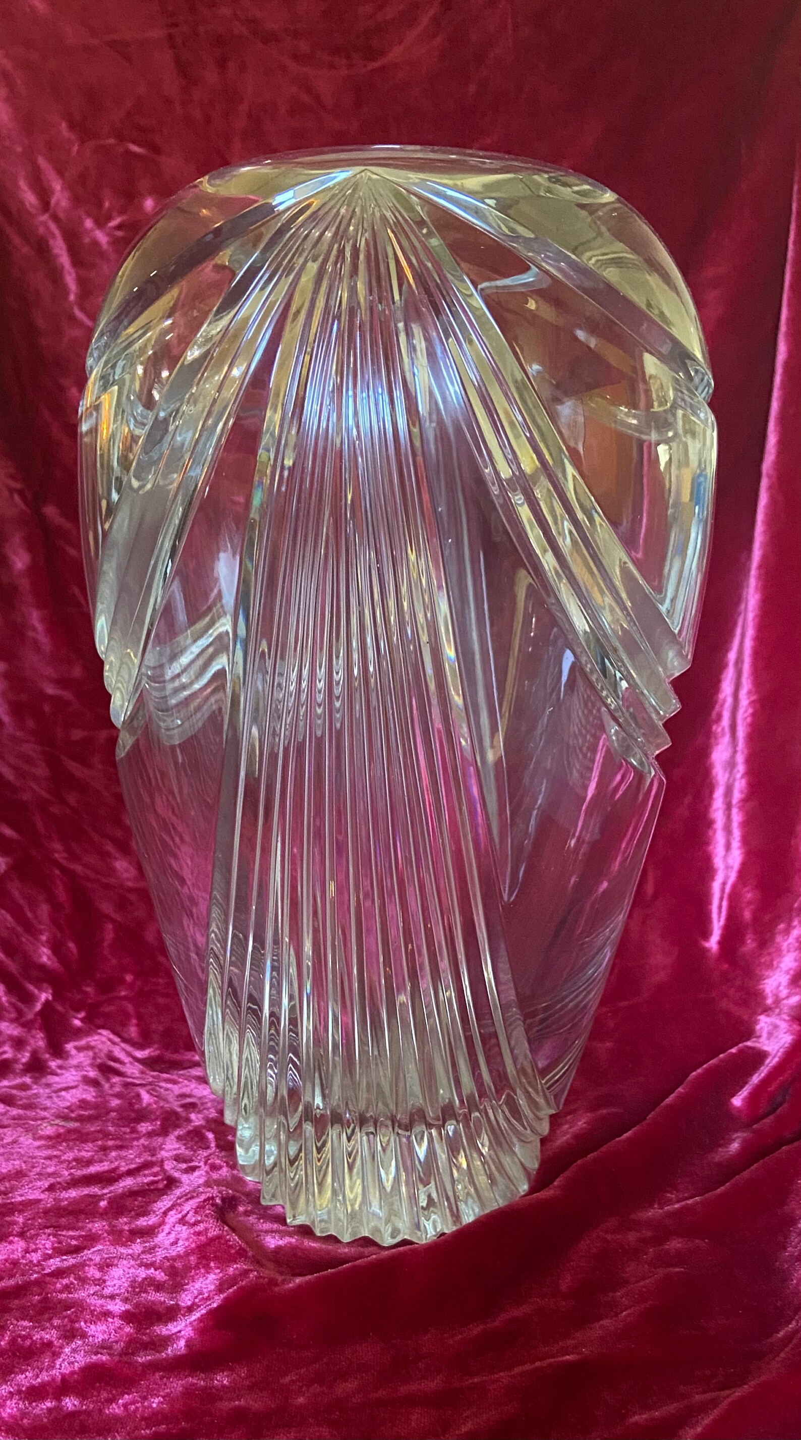 Heavy and large Cut crystal Art Deco vase Etsy