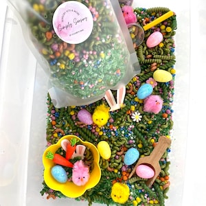Spring Sensory Filler, Easter Sensory Mix, Spring Sensory Mix, Montessori Play, Dyed Rice and Pasta, Sensory Tool Kit