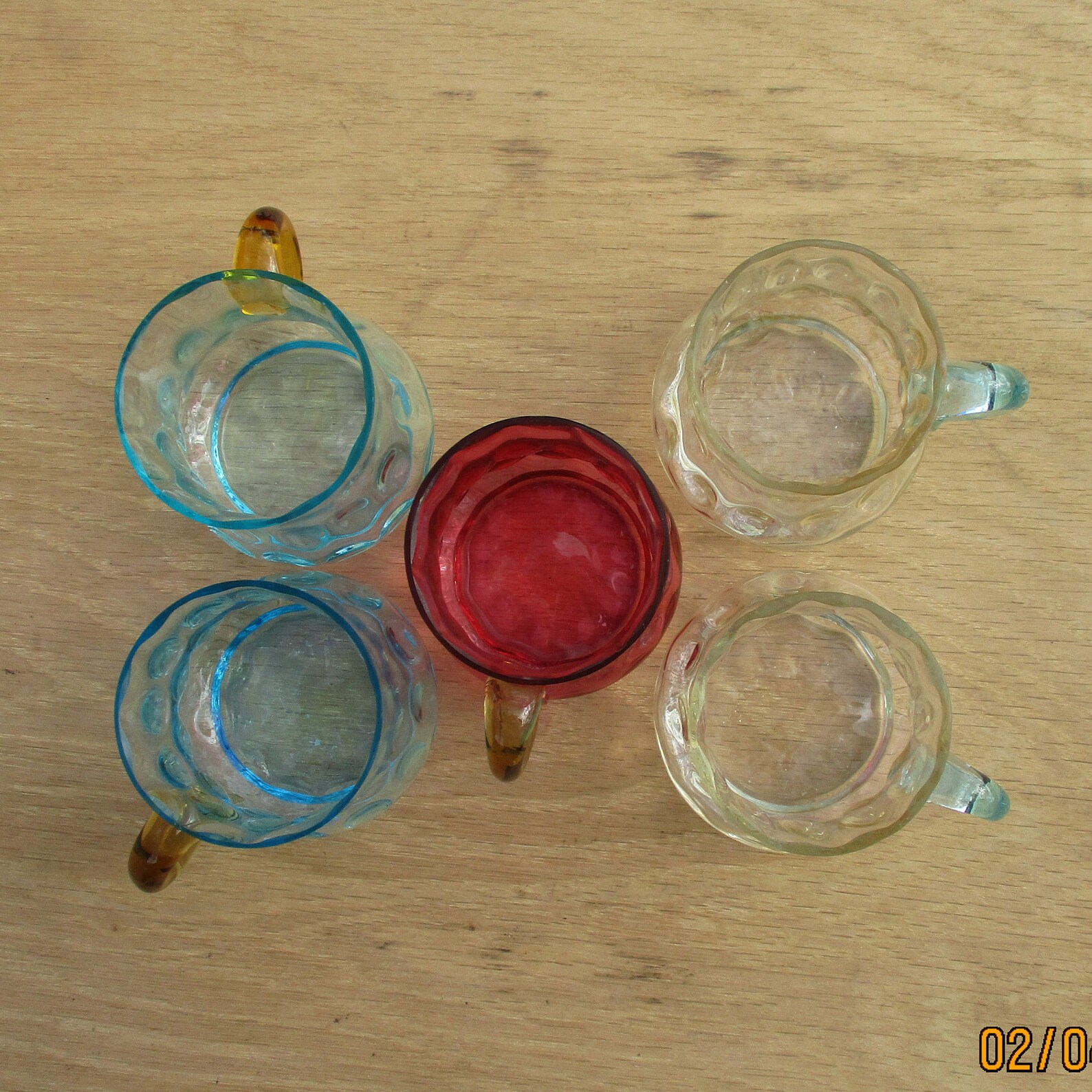 Art Glass 5 Hand Blown Glass Cups Thumb Print Design Juice Etsy