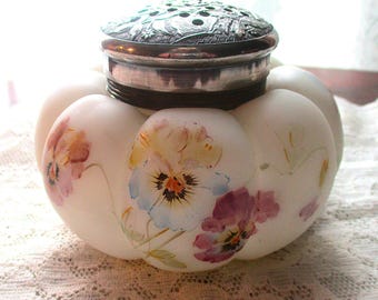 Mt. Washington Glass Sugar Shaker, Hand-Painted Pansies, Collectible