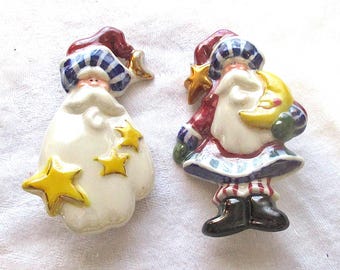 Vintage Christmas Brooches (2), TBC 2002, Boyds Bear & Friends Collection, Santa Moon and Stars