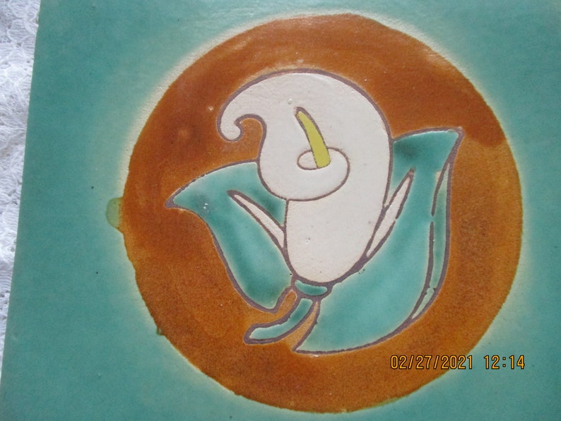 Arts and Crafts Tile San Antonio Texas San Jose Mission Art Pottery San Jose Pottery Calla Lily