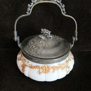 Sweetmeat Jar,  Marked Crown Milano, Mt. Washington Art Glass, Victorian Glass, Home Decor, Kitchen Decor, Storage Container