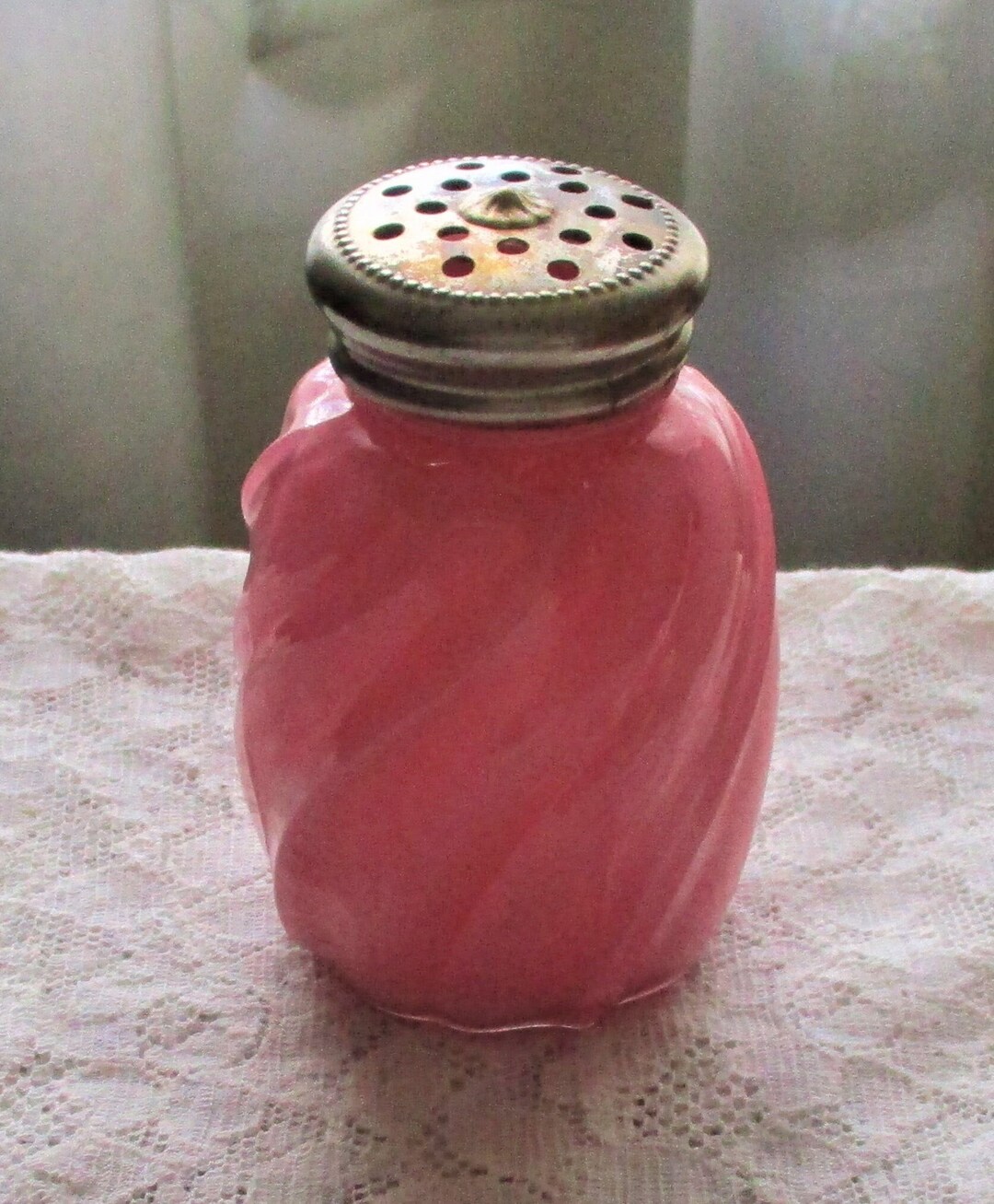 Victorian Sugar Shaker Pink Cased Art Glass Consollidated Etsy