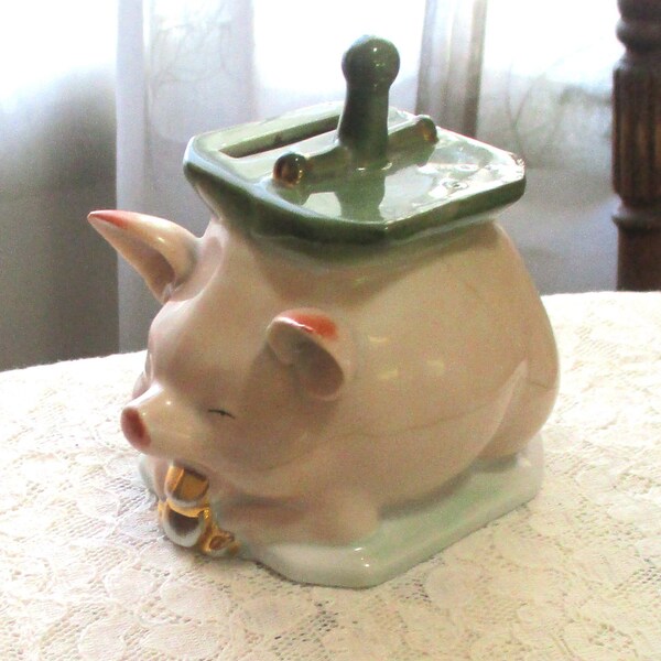 Pink Pig, German, Dime Bank, Coin Bank, Collectable Pig, Home Decor, Kitchen Decor