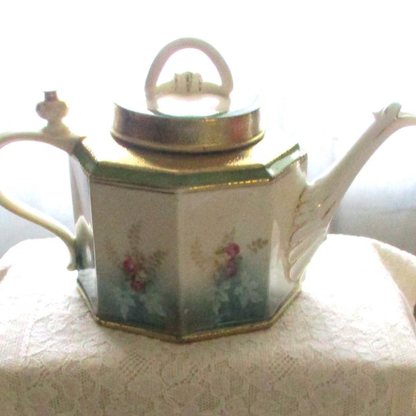R.S. Prussia Teapot, Eight-Sided, Elegant Teapot, Collectable Vintage Teapot, Wedding Gift, Home Decor, Kitchen Decor, Tableware Setting