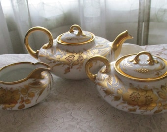 Antique Pickard China Tea Set, Gold Floral Limoges Mark