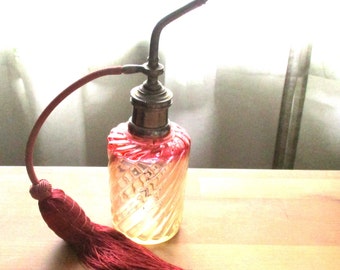 French Perfume Bottle,  Baccarat Glass, Atomizer, Rose Tiente, Unmarked Baccarat, Bedroom Decor, Bathroom Decor