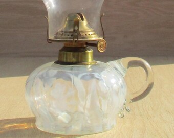 Rare Finger Lamp, Primrose White, Circa 1880 - 1890, Rare, Antique