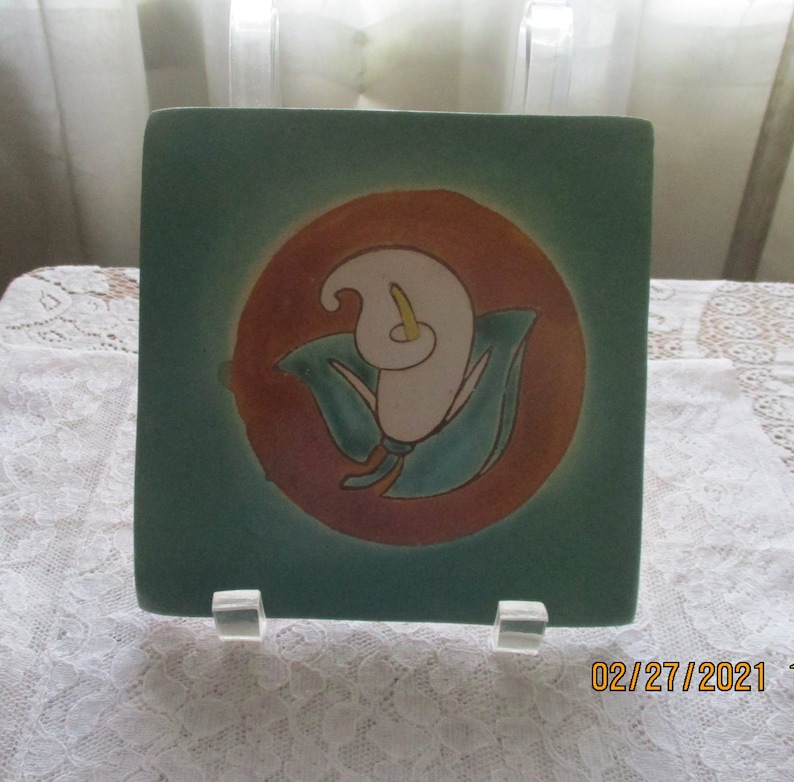 Arts and Crafts Tile San Antonio Texas San Jose Mission Art Pottery San Jose Pottery Calla Lily
