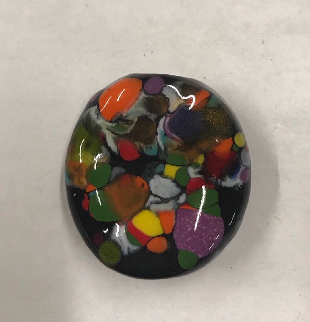 Ceramic Smoke Stone Black With Multicolored Effect Hand Rolled Etsy