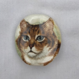 BOGART Tobacco holder Orange and White Calico Tabby Cat Face Design