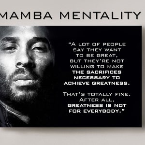 Mamba Mentality poster - Black Mamba - Kobe poster - Mamba Mentality quote - Basketball | Watercolor b&w