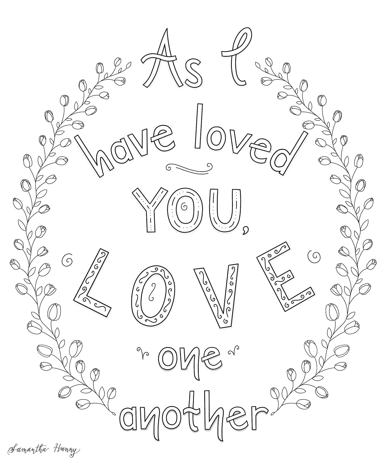Printable Coloring Pages- Love One Another - Etsy
