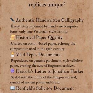 Replicas Bram Stokers Dracula Film, Letters and documents Mina Murray, Jonathan Harker, Van Helsing image 9