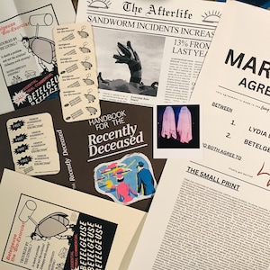 Digital Download: Bio Exorcist Flyer, Business Cards, Polaroid Ghost, Recently Deceased, Afterlife Newspaper, Marriage Agreement. Big Bundle