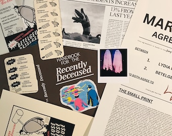 Digital Download: Bio Exorcist Flyer, Business Cards, Polaroid Ghost, Recently Deceased, Afterlife Newspaper, Marriage Agreement. Big Bundle