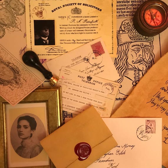 Replicas Bram Stokers Dracula Film, Letters and documents Mina Murray, Jonathan Harker, Van Helsing