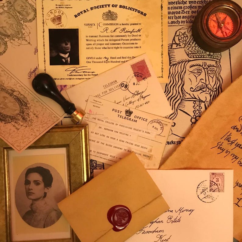 Replicas Bram Stokers Dracula Film, Letters and documents Mina Murray, Jonathan Harker, Van Helsing image 1