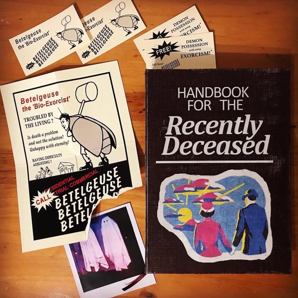 Digital Download. BeetleJuice Bundle props. Bio Exorcist Big Card - Small Business Cards - Polaroid Ghost - HandBook Recently Deceased