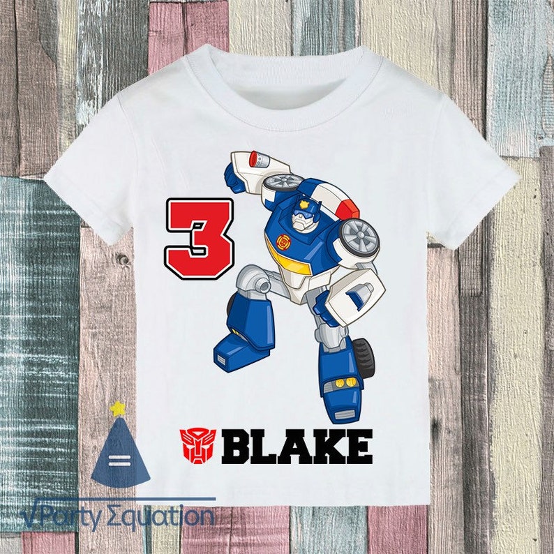 Chase Rescue Bots Transformers Custom Birthday Party T-shirt | Etsy