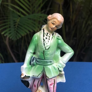 Occupied Japan Colonial Man Figurine Hand Painted Vintage Ceramic Figurine Fine Porcelain From Japan