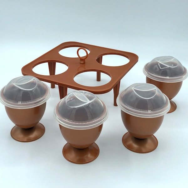 Vintage Egg Poacher - Set of 4 Perfect Copper Eggs XL with Non Stick Coating