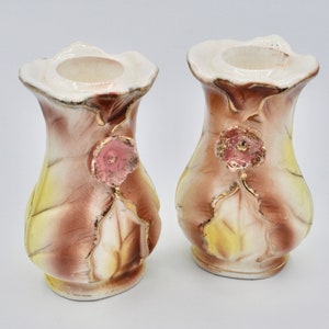 RARE Vintage Betson Porcelain Collectibles Hand Painted Ceramic Candle Holders