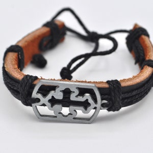 Stackable Cross Bracelet Leather Armband or Anklet FREE SHIPPING!