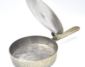Hammered Aluminum Mid Century Engraved Aluminum Canterbury Arts Hand Forged Silent Butler Crumb Catcher