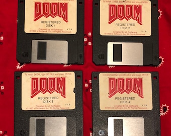 Original Doom Vintage Floppy Disks (1993) v1.9 id Software PC Registered Disks 1,2,3 & 4