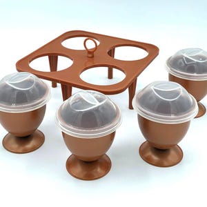 Vintage Copper Egg Poacher Set of 4: XL Non-Stick Egg Makers