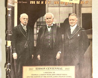 1947 Etude Music Magazine: Edison, Sousa Cover - Antique Collectible
