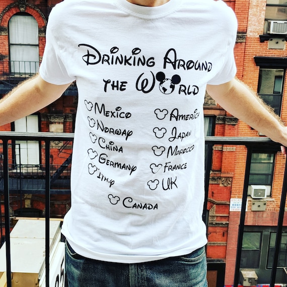 Epcot Drinking Around the World Checklist Tshirt Design Etsy