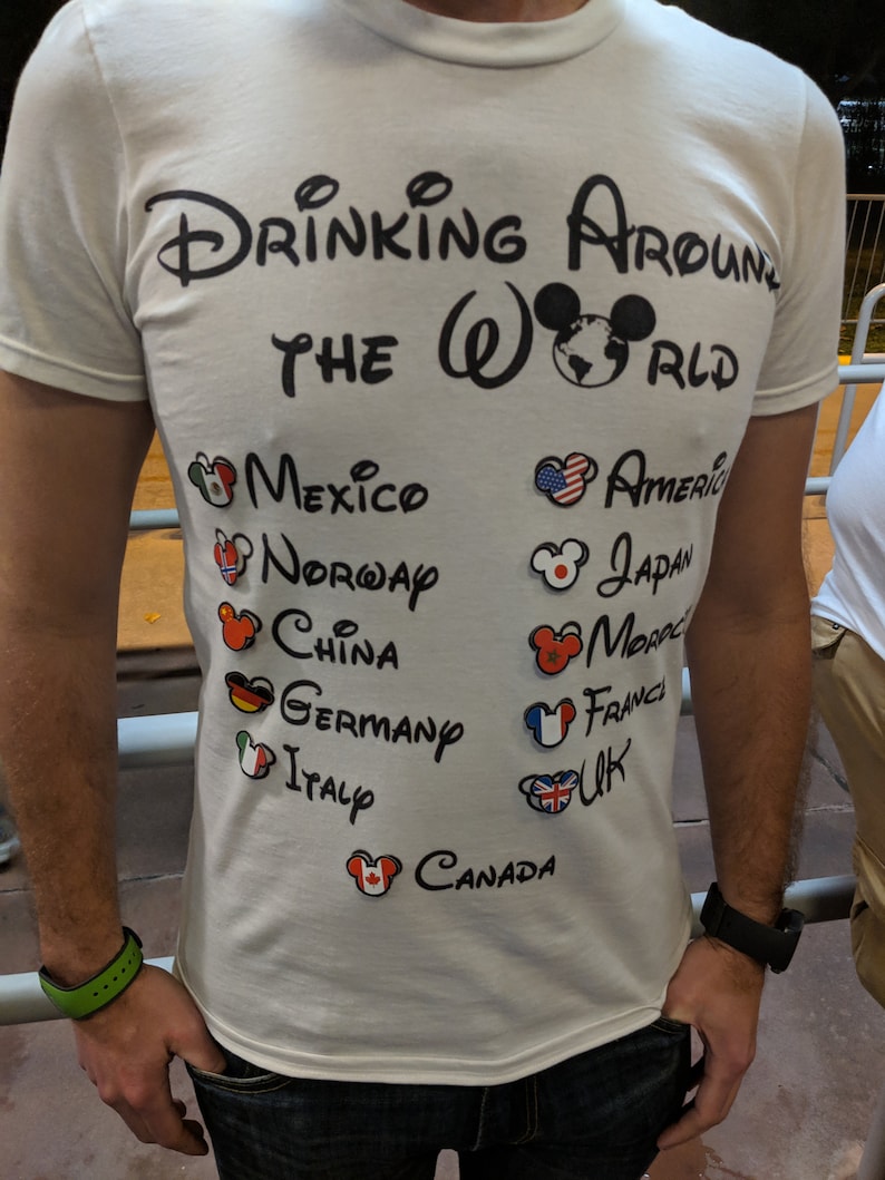 Epcot Drinking Around the World Checklist TShirt Design Etsy