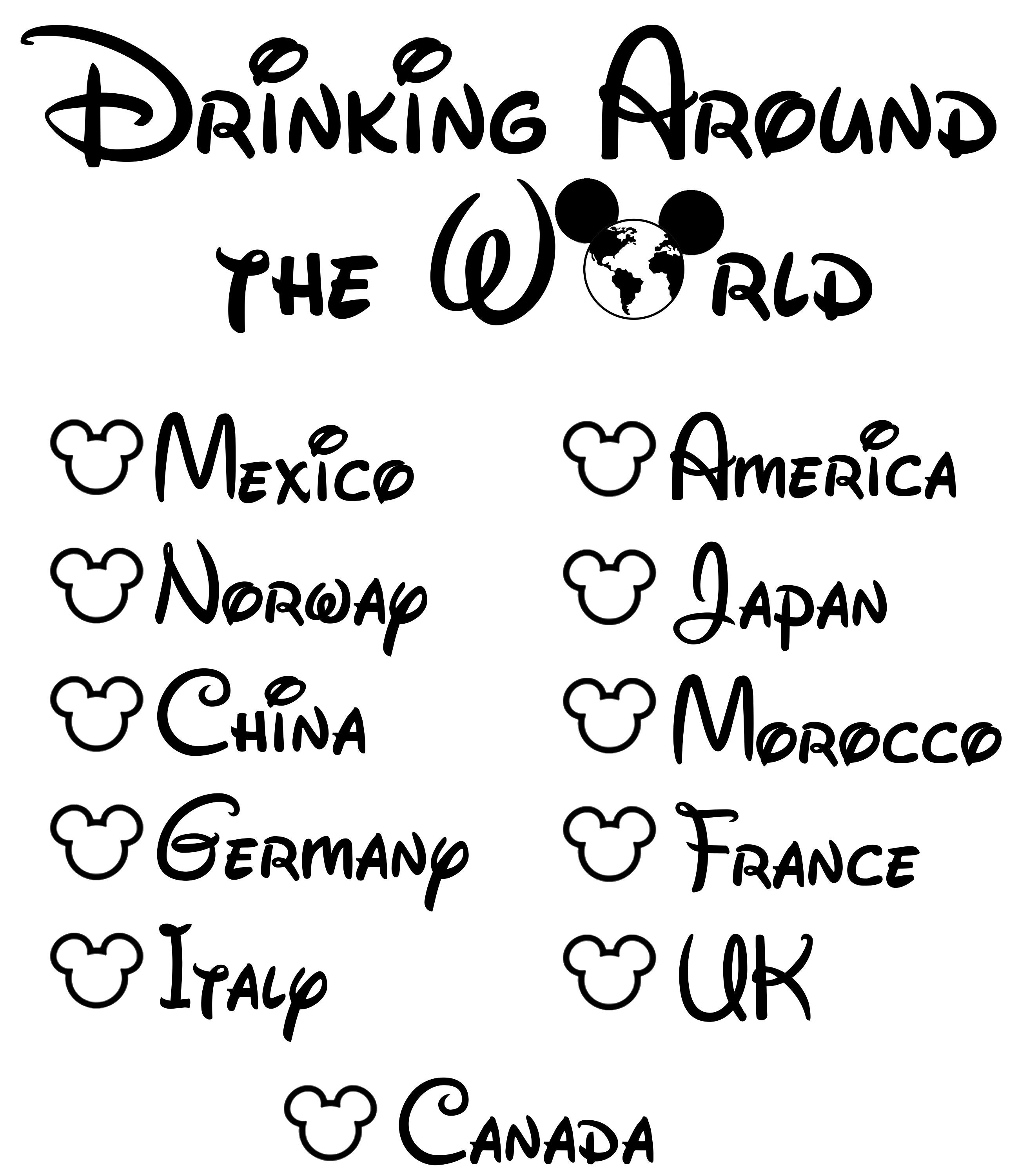 Epcot DIY Drinking Around the World Tshirt Design FILE ONLY Etsy UK