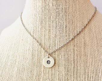 Sterling Silver Initial Necklace, Hand Stamped Personalized Jewelry