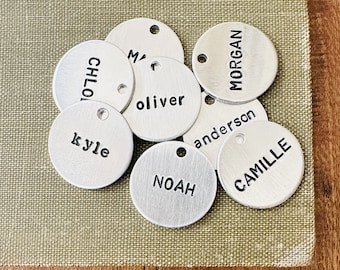 Hand Stamped Metal Labels, Custom Personalized Tags