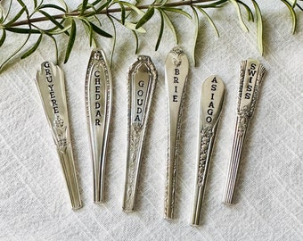 Custom Cheese Markers, Charcuterie Board, Unique Hostess Gift, Party Decor, Vintage Silverware